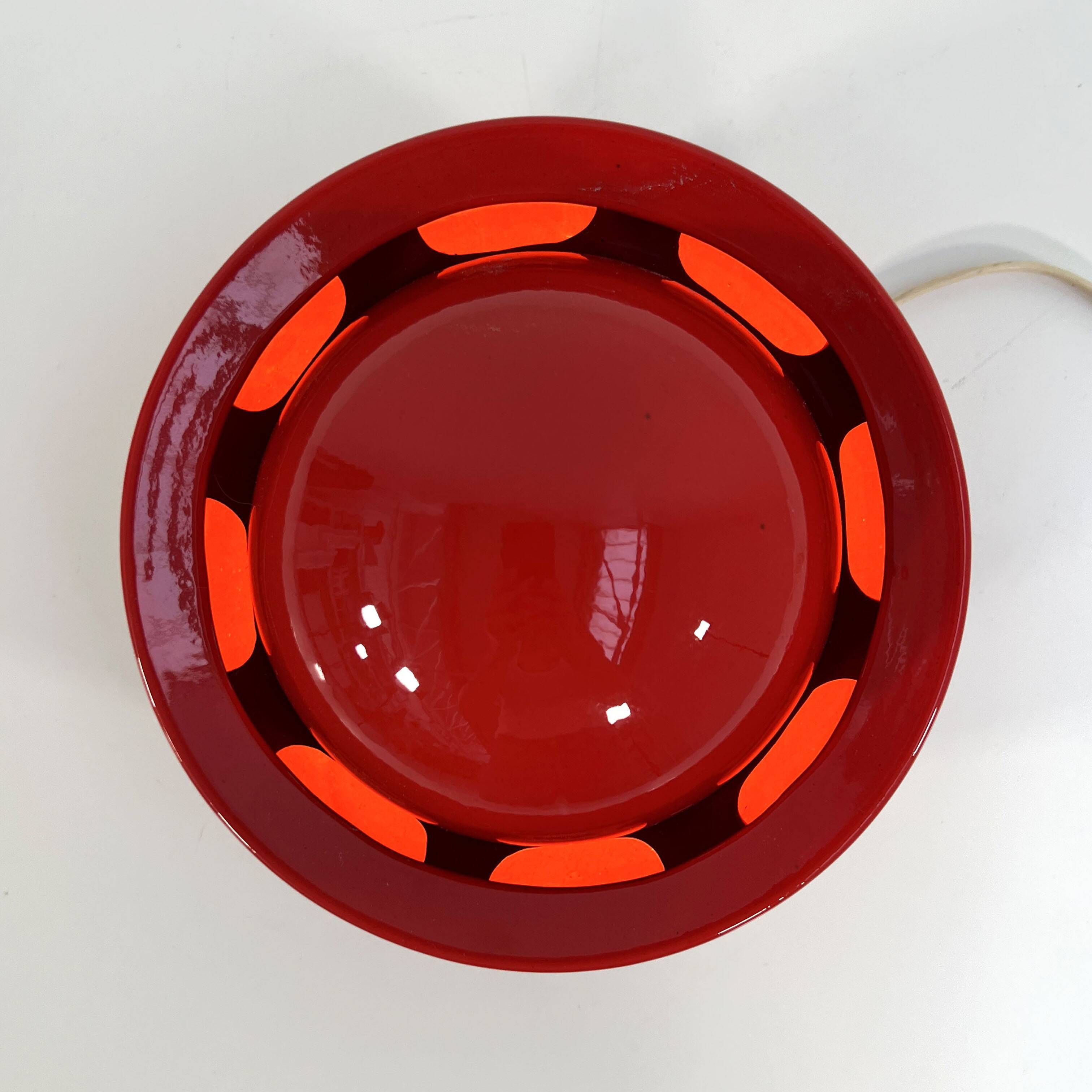 Lampe de table italienne rouge en céramique, 1970