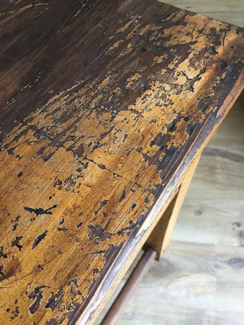 Pupitre d'écolier vintage en bois 1930s