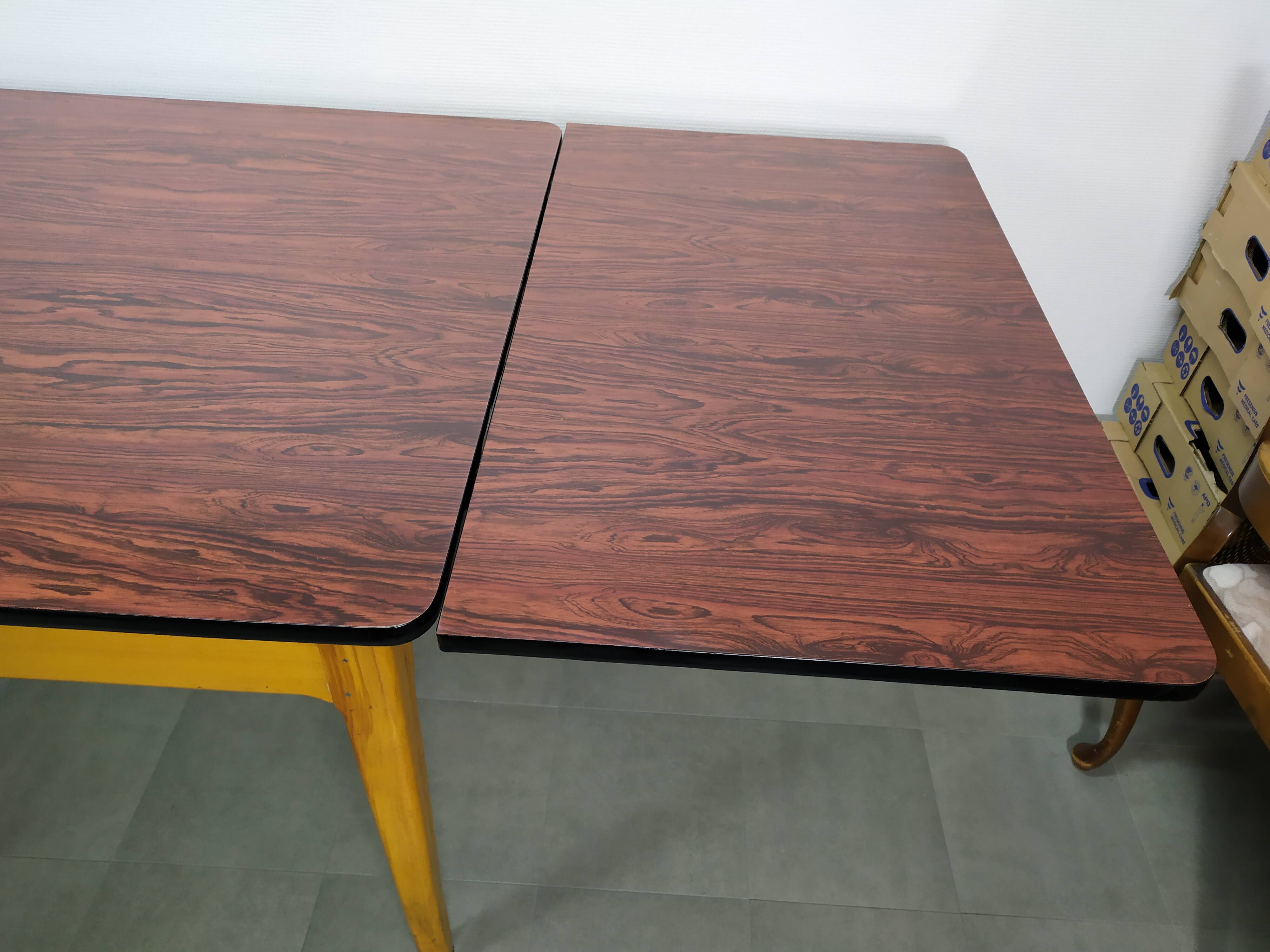 Rare Dining Table Farm Wood and formica Extendable for 10 people year 50 60