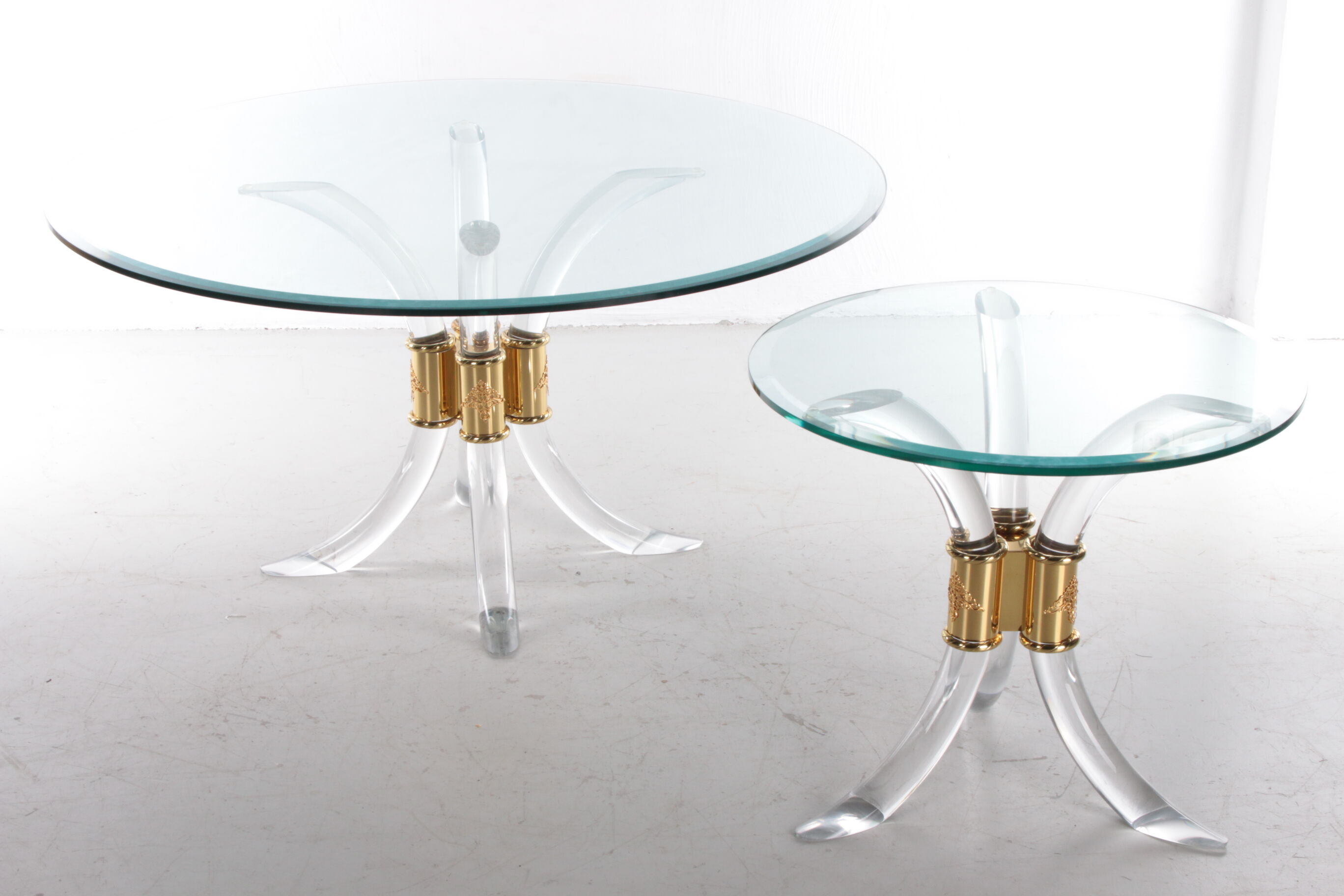 Hollywood regency coffee table with plexiglas side table, 1970 italy