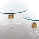 Hollywood regency coffee table with plexiglas side table, 1970 italy