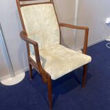 Set of 2 chairs and 2 armchairs in wood and gray velvet
