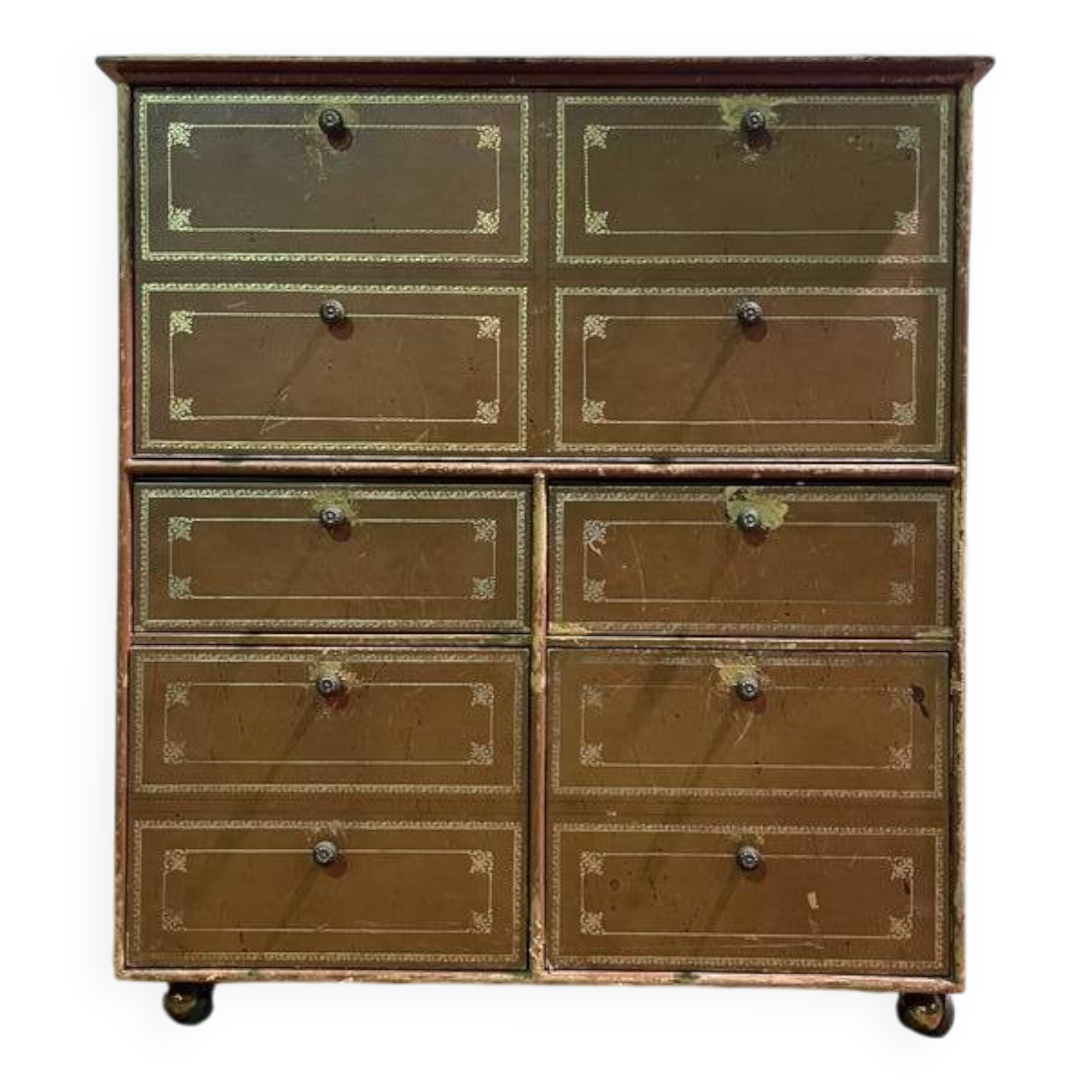 Meuble cartonnier de notaire en cuir