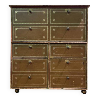 Meuble cartonnier de notaire en cuir