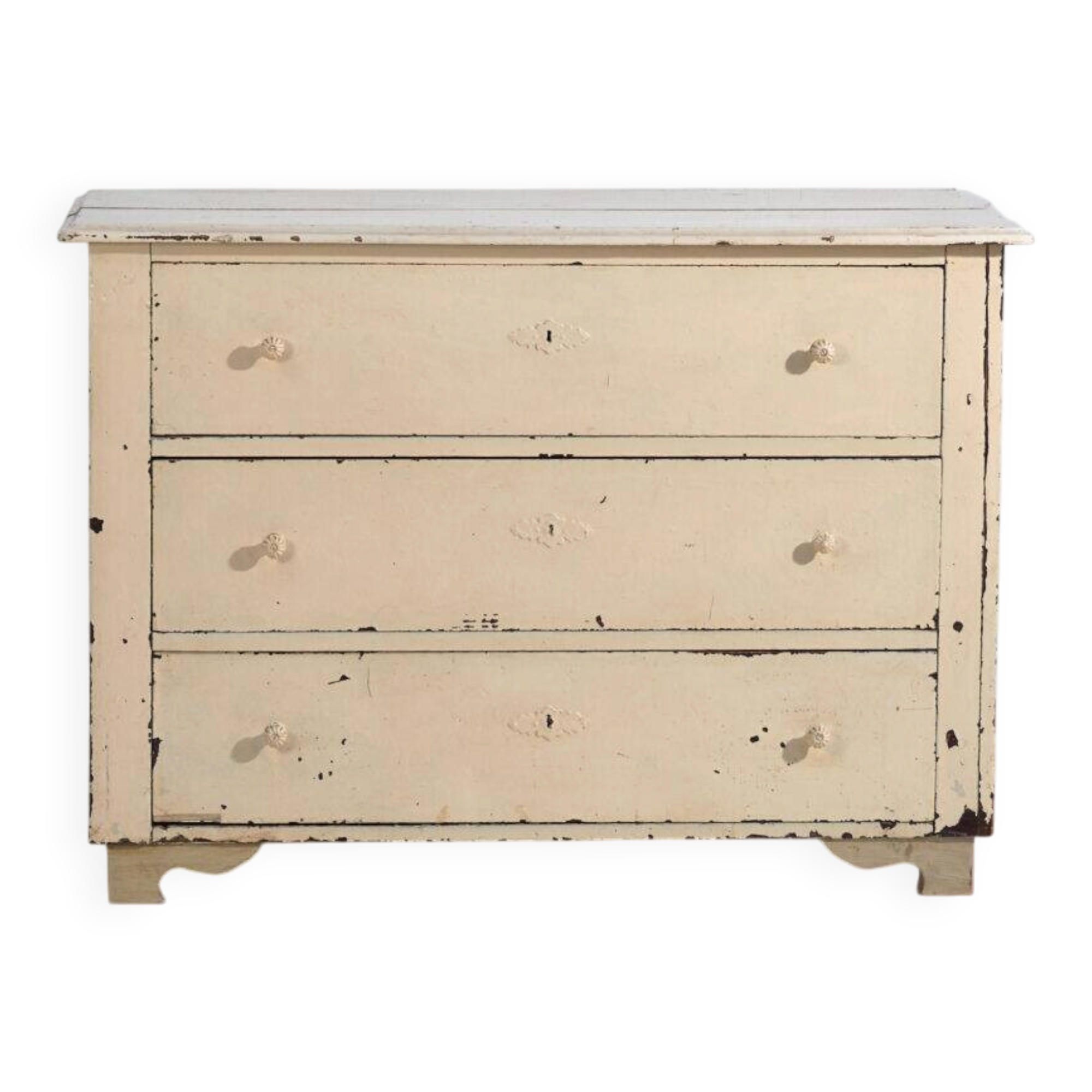 Commode ancienne en pin peint – Meuble rustique européen patiné – circa 1900