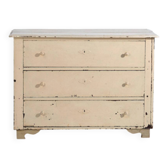 Antique painted pine chest of drawers – Patinated European rustic furniture – circa 1900