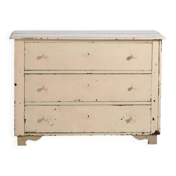 Commode ancienne en pin peint – Meuble rustique européen patiné – circa 1900