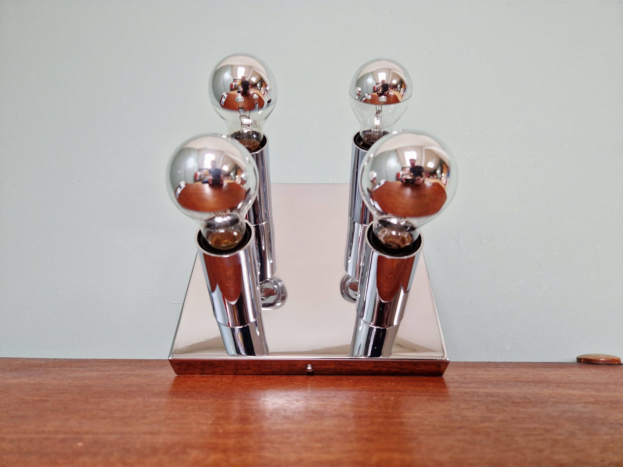 Space Age ceiling light in chrome metal, 1970s