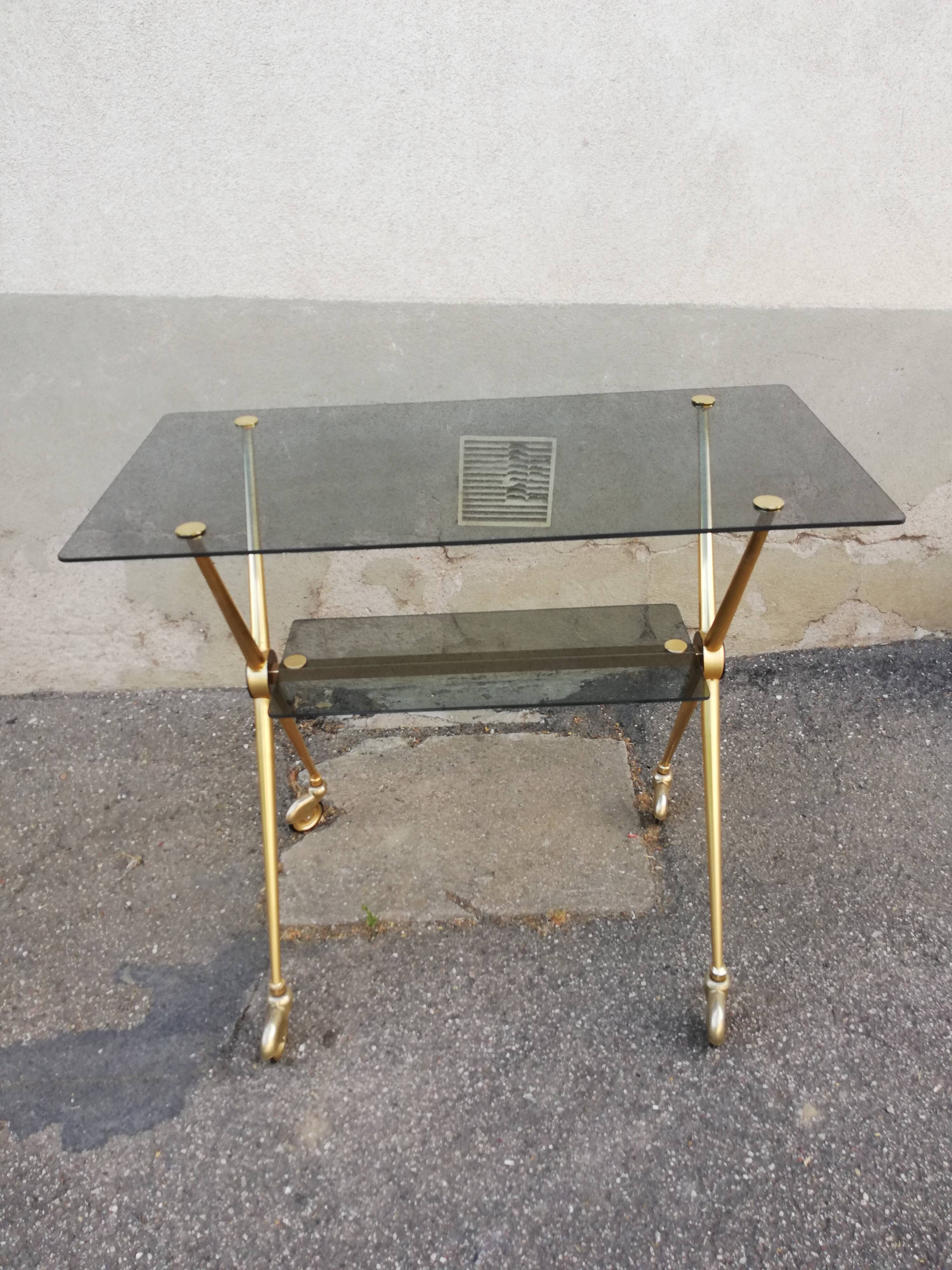 Dessert years 60 gold metal and glass