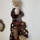 antique corner shelf in openwork wood with 3 shelves