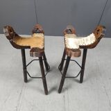 Brutalist bar stools made in Spain, 1960s - set of 4