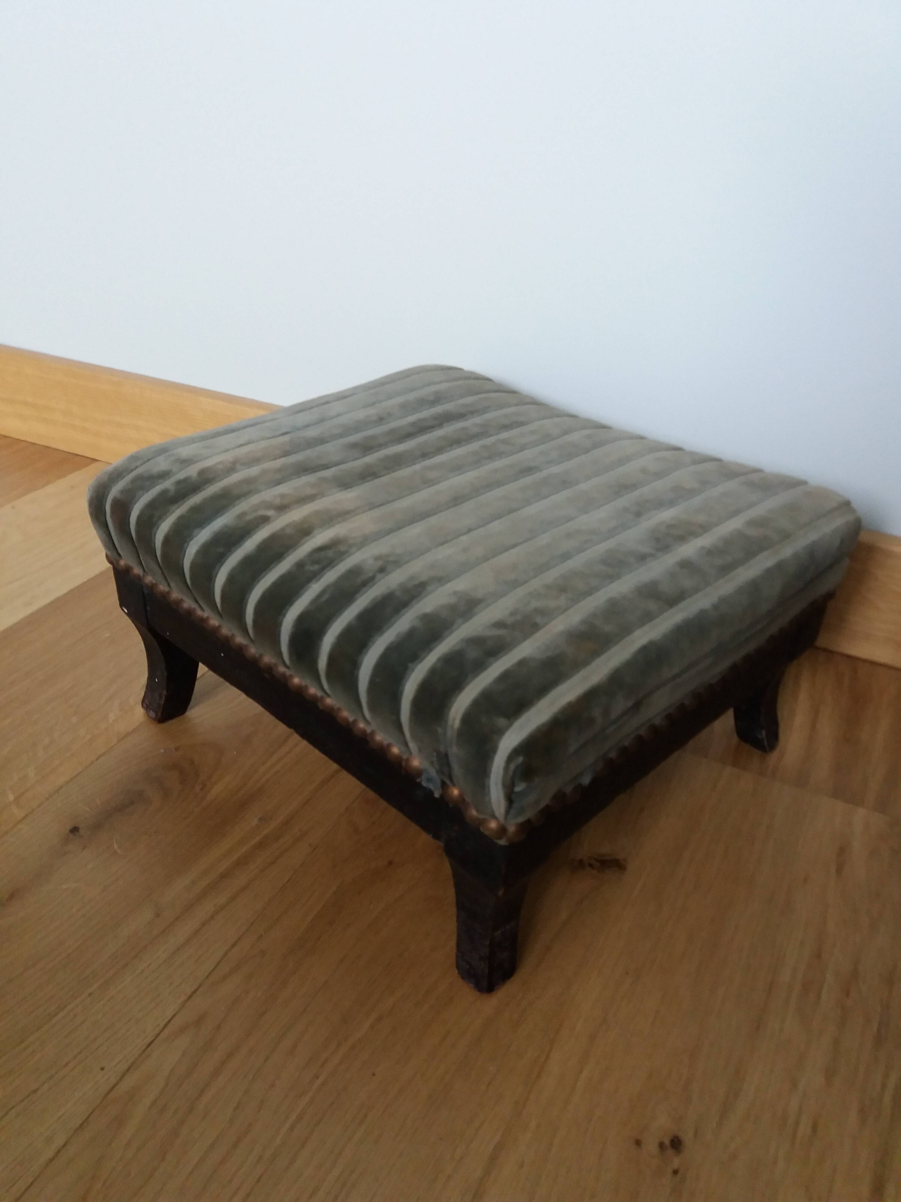 Wooden and velvet footrest