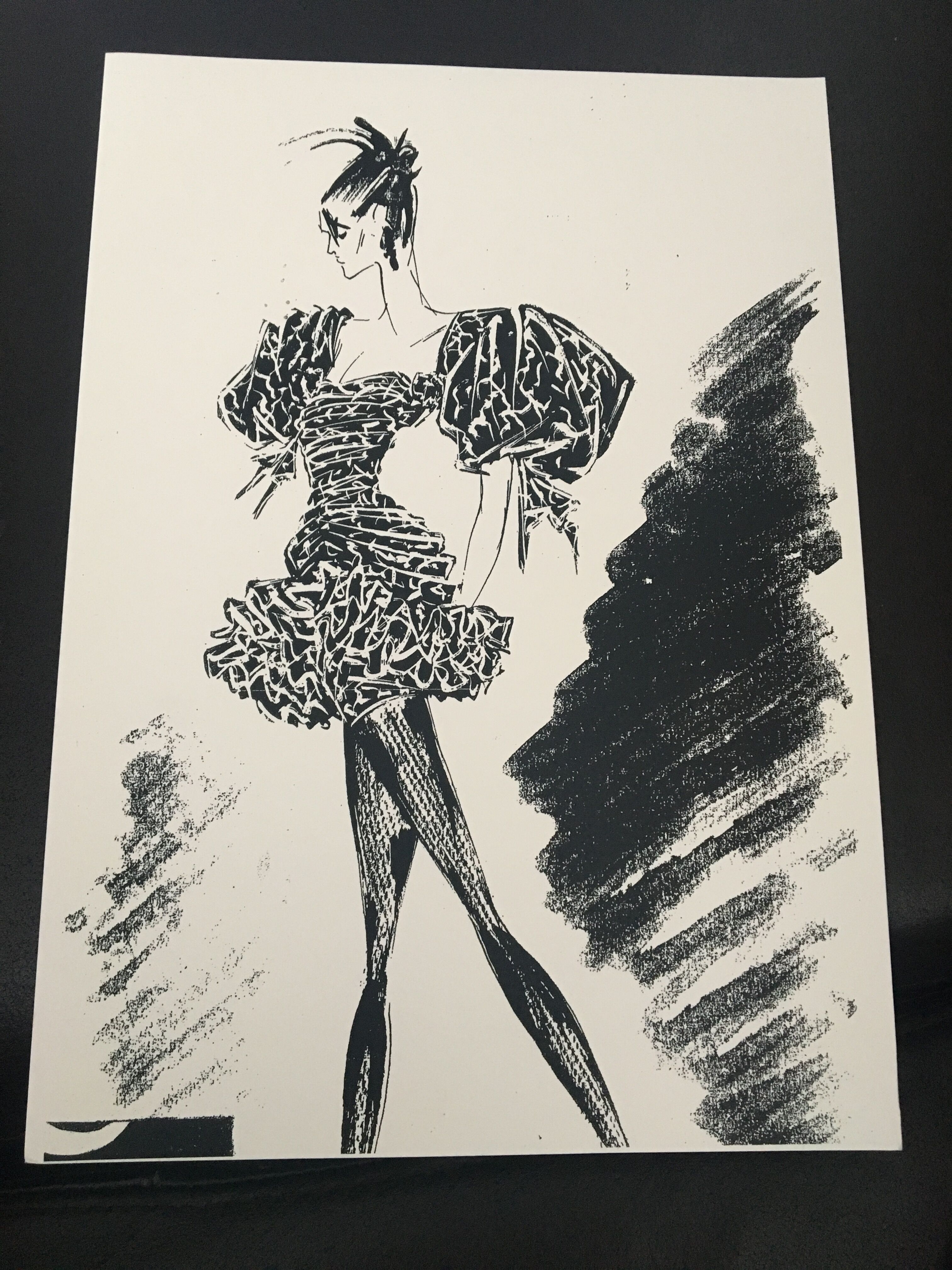 Lot of 3 fashion sketches for press