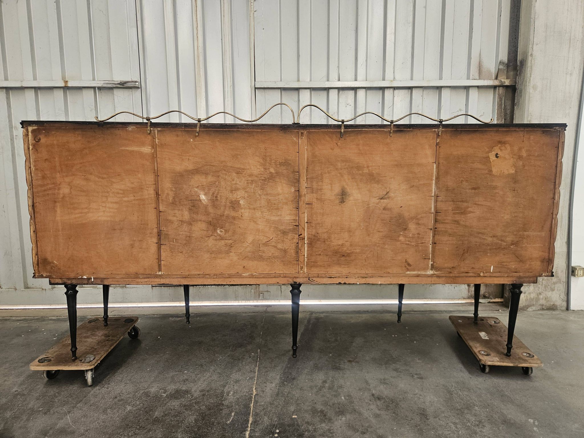 Vittorio Dassi Rosewood Credenza with Black Glass Top, Italian 1940