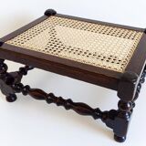 Antique Belle Epoque Oak Wood and Cane Footstool/ Occasional Table, late 19th-C