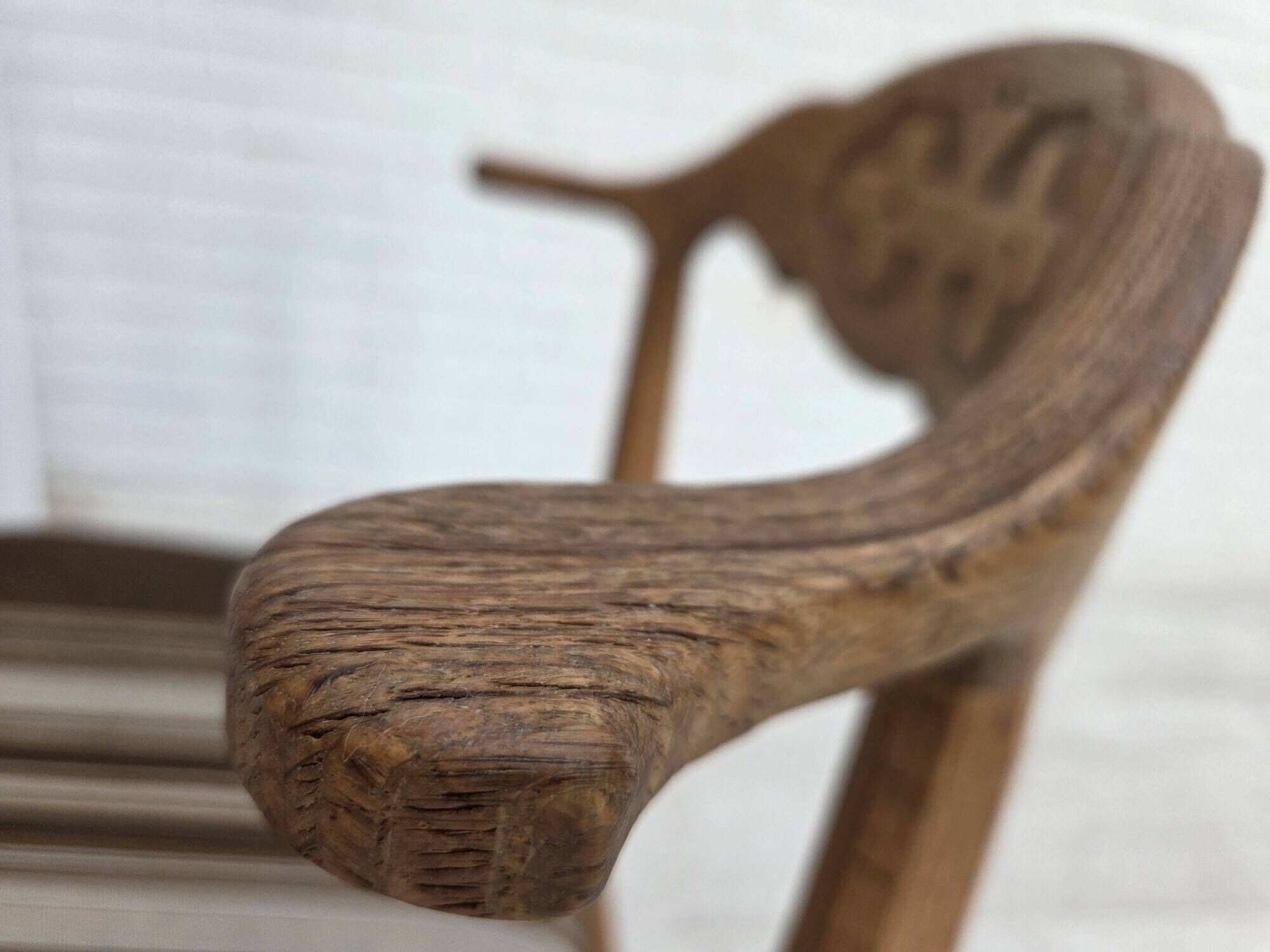 1960s, Danish design by Henning Kjærnulf, et of 4 chairs, wool, oak wood.