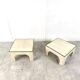 Pair of travertine and brass coffee tables, 1970s