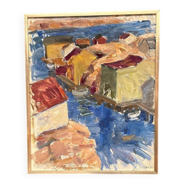 Huile sur toile originale suédoise – “Paysage Vif” par Tryggve Örn
