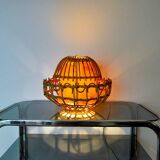 Lampe de table en rotin, art populaire, France, 1960