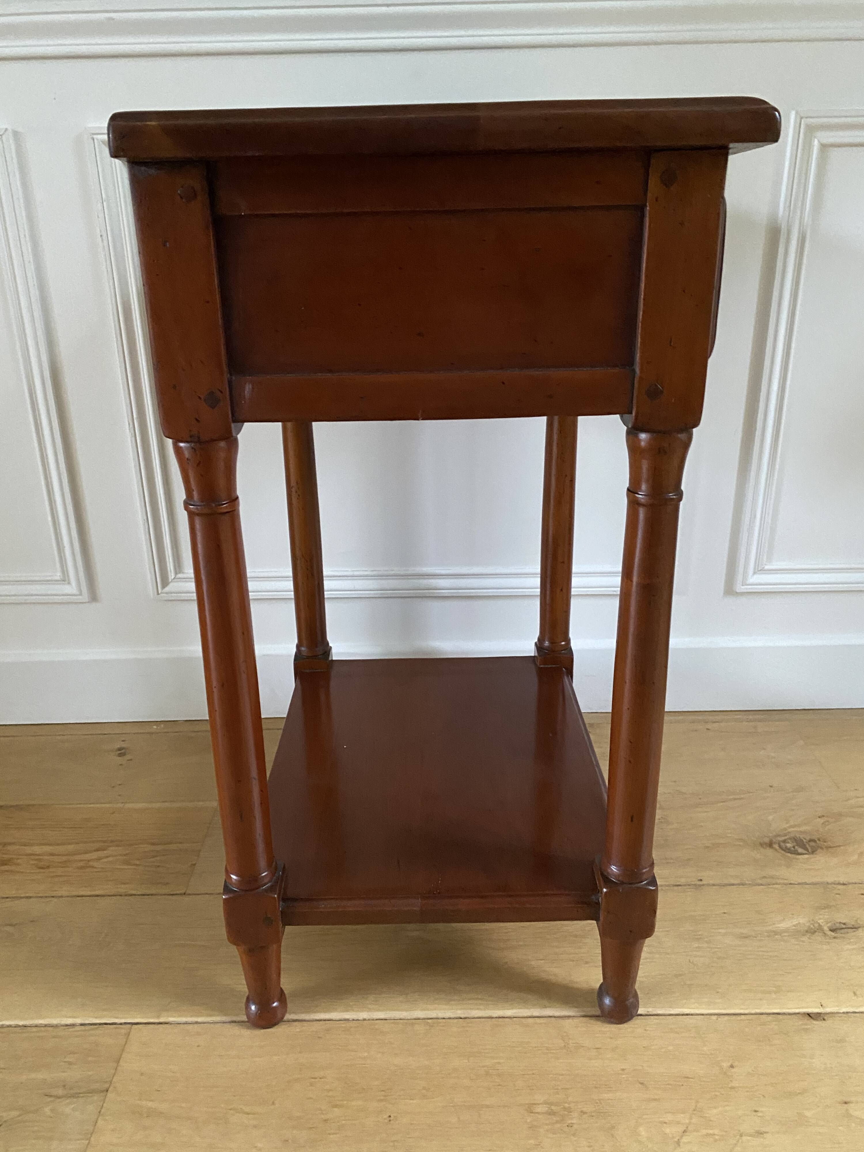 Nightstand, vintage side table with a drawer and a low shelf in solid wood