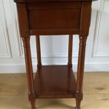 Nightstand, vintage side table with a drawer and a low shelf in solid wood