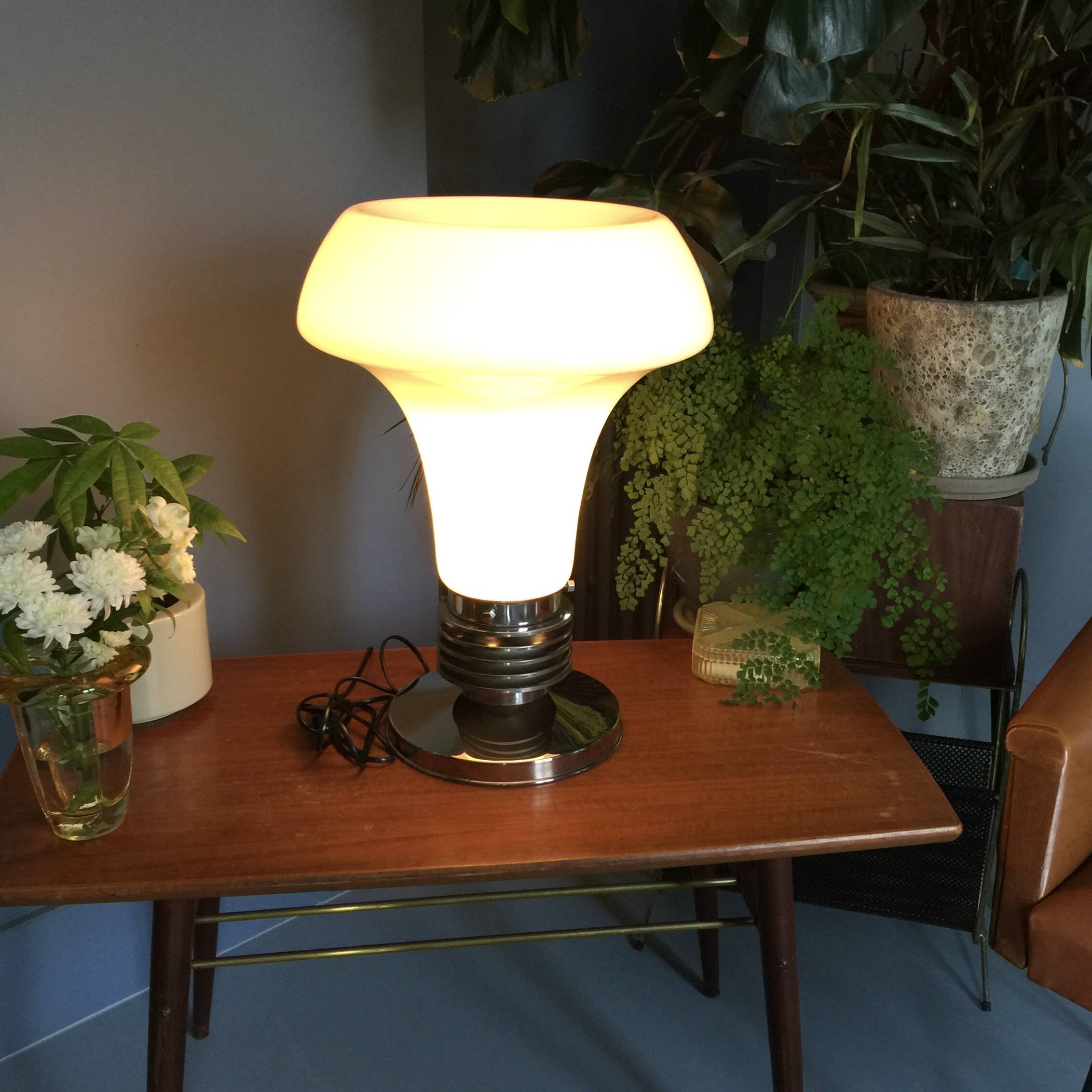 Large Murano glass and chrome lamp