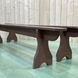 Pair of 1930s farm table benches