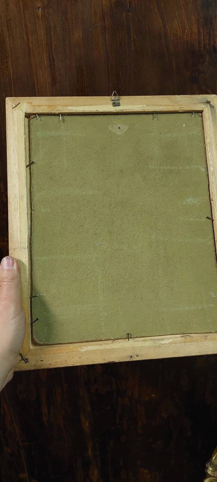 Antique oil painting on faesite early 1900s countryside view