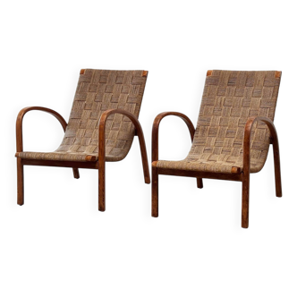 Ensemble de deux chaises en corde italiennes des années 1950