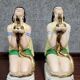 Pair of polychrome porcelain night light statues in Art Nouveau style