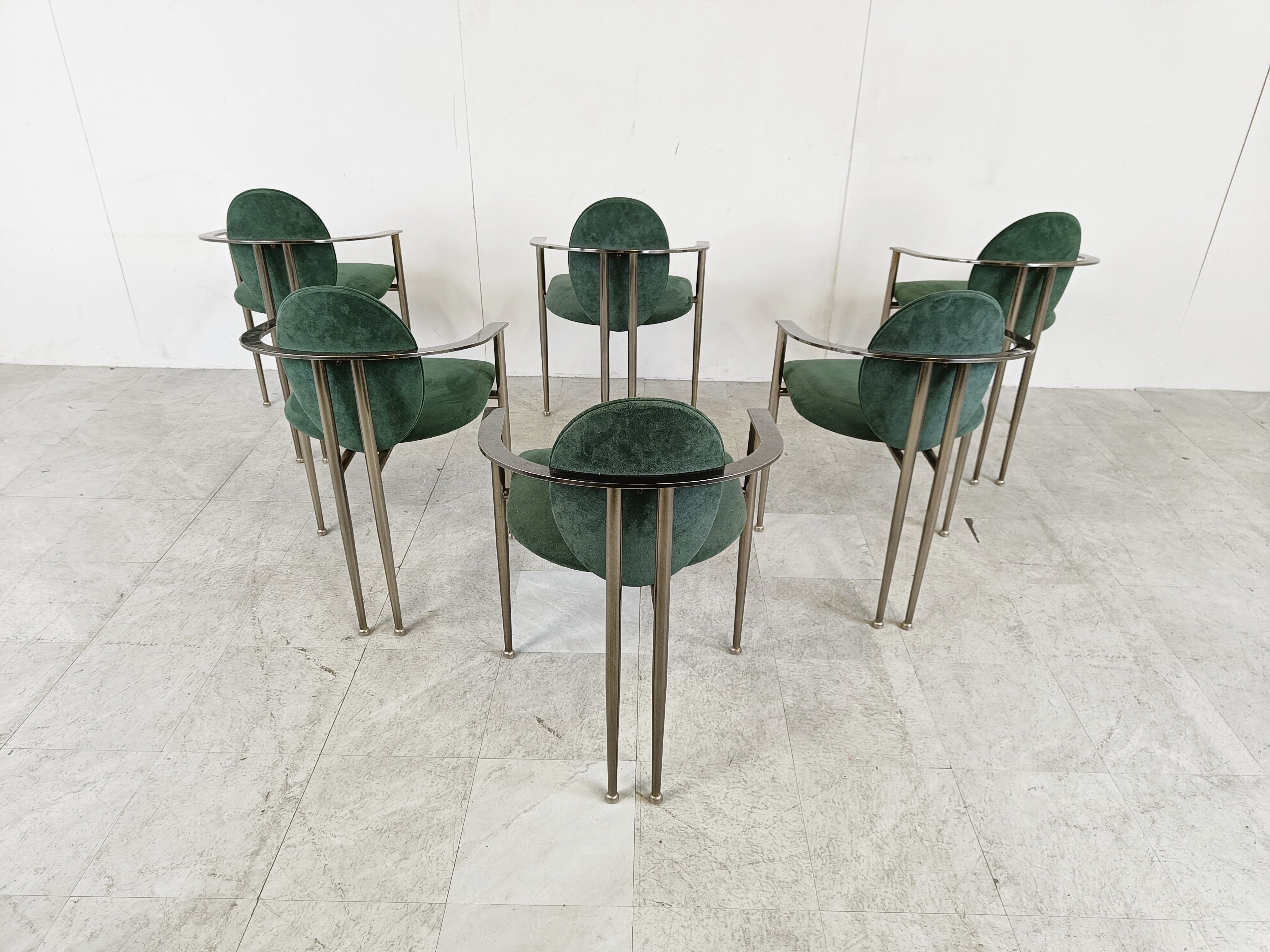 Vintage dining chairs by Belgo chrom, set of 6 - 1980s