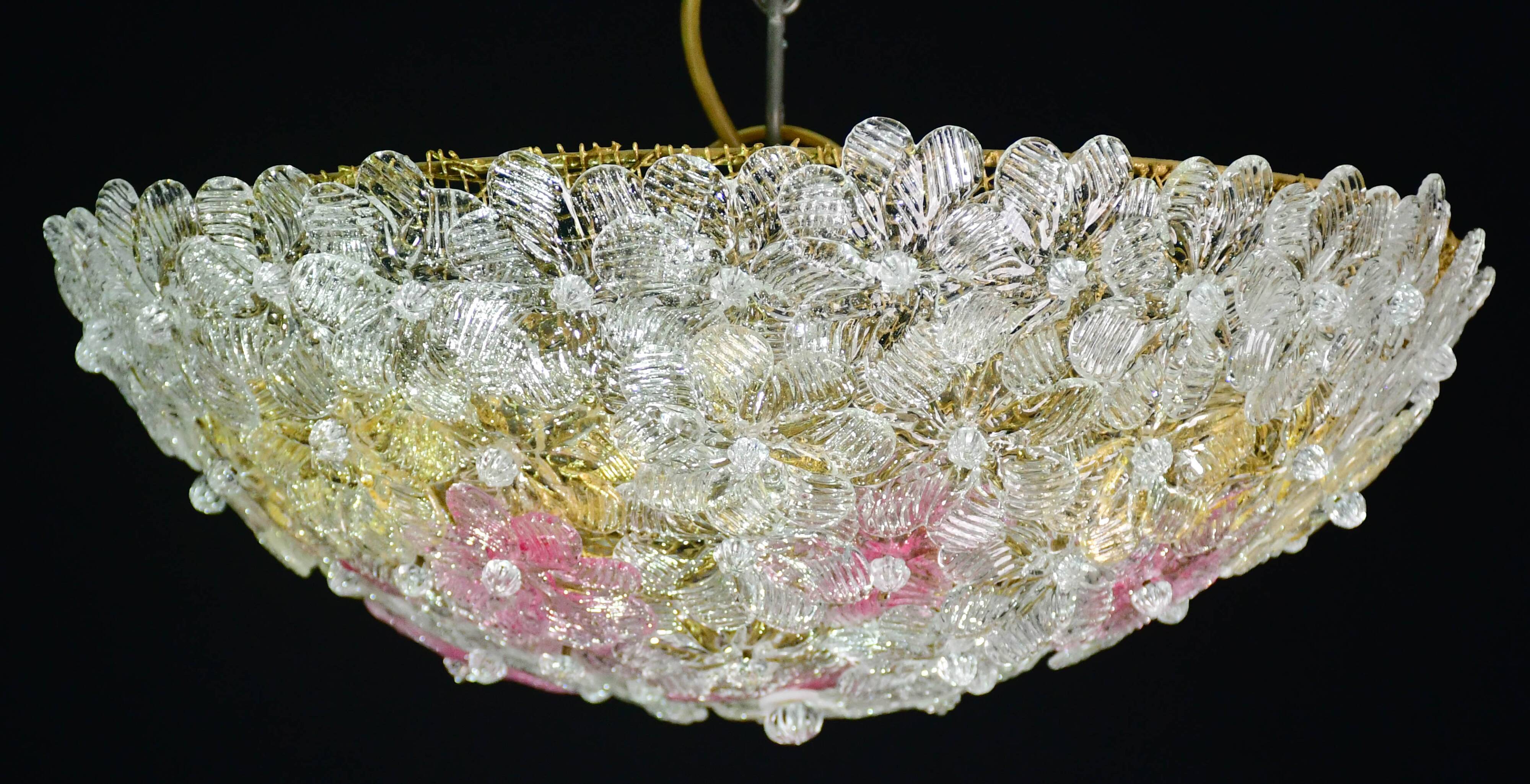Amazing set of 2 Murano glass ceiling flower by Seguso for Venini