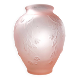 Large art deco style vase in molded/pressed pink glass paste