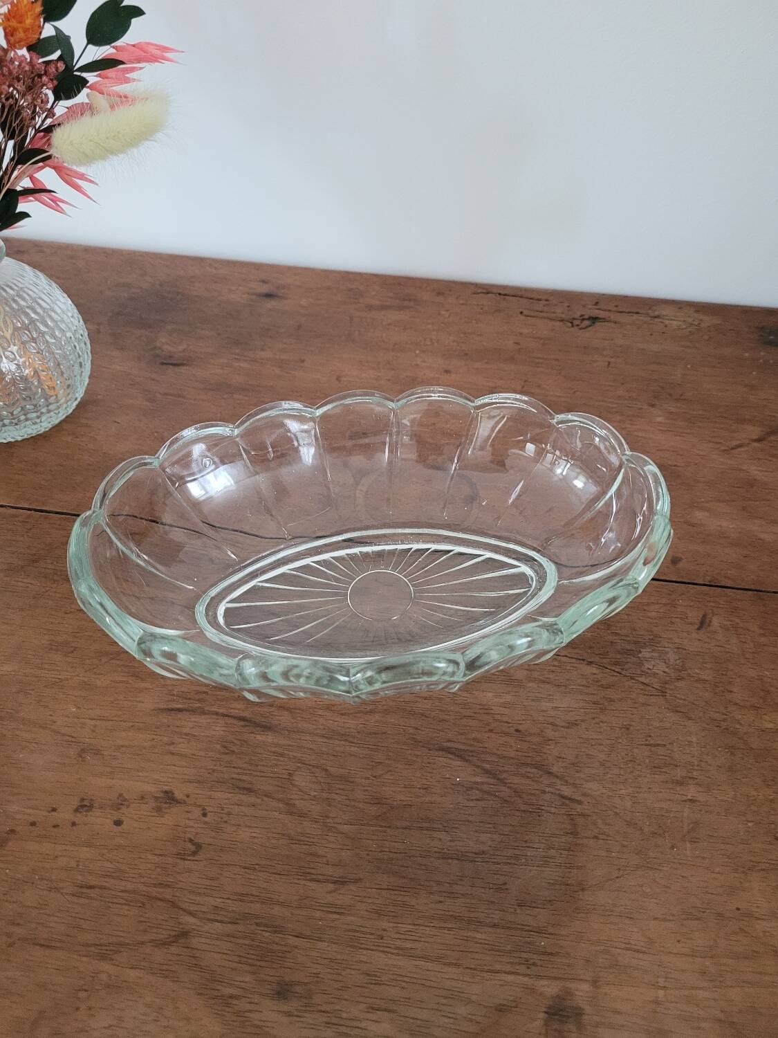 Scalloped glass dish