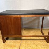 Bureau rétro vintage en teck et cuir du milieu du siècle – Élégant et fonctionnel des années 1960