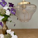 Vintage white and gold art deco globe pendant light