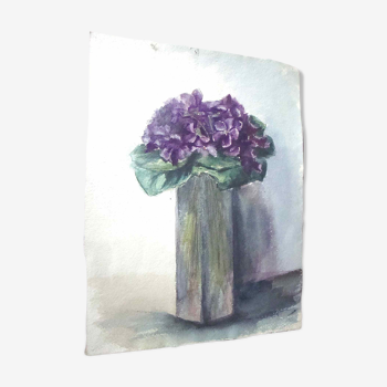 Ancient watercolor bouquet of violets