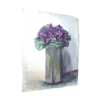 Ancient watercolor bouquet of violets
