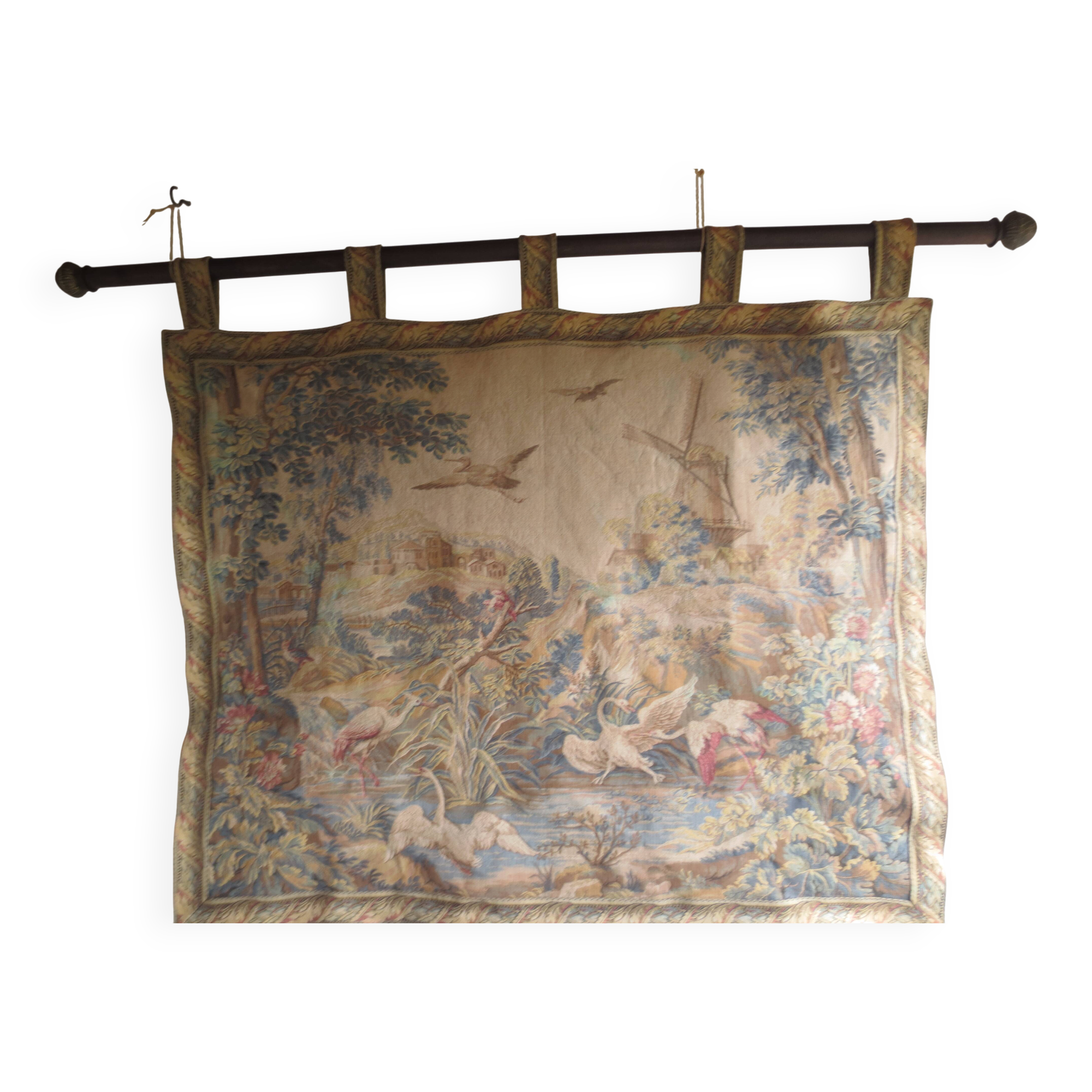 large antique wall tapestry, Aubusson style