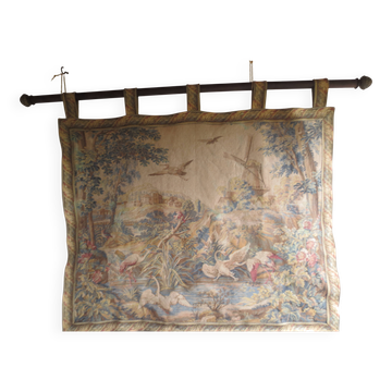 large antique wall tapestry, Aubusson style
