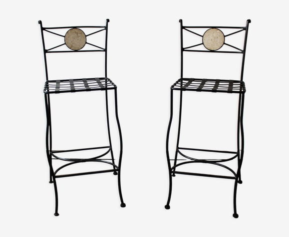 Paire de tabourets en fer forgé