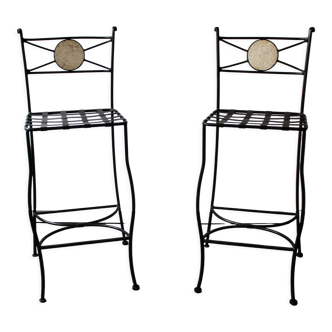 Pair of wrought iron stools