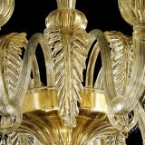 Contemporary Venetian Gold Murano Style Glass Chandelier With Leaves