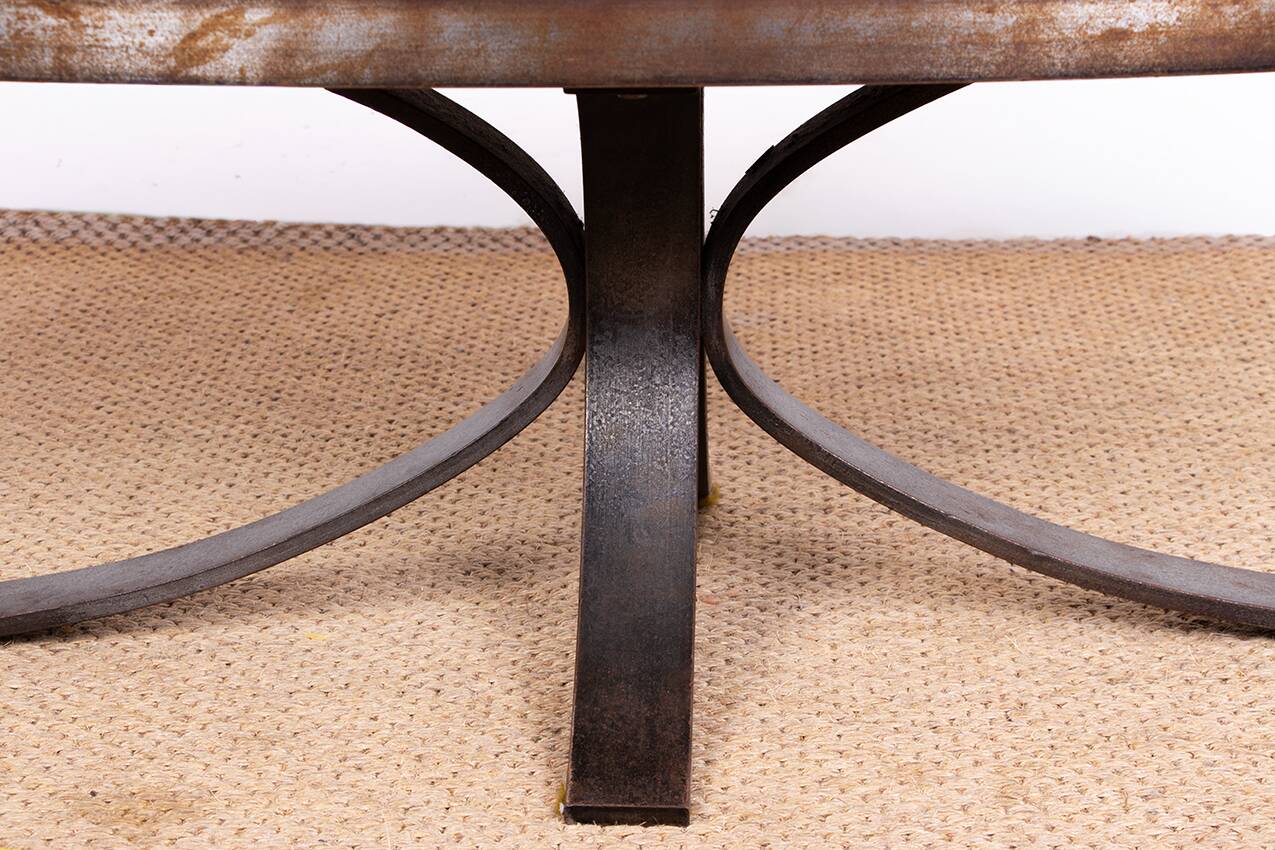 Lava stone, ceramic and steel coffee table by Jean Jaffeux 1960.