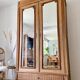 Louis XVI style cabinet in raw solid walnut