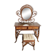 Vintage rattan dressing table with mirror and stool 1970