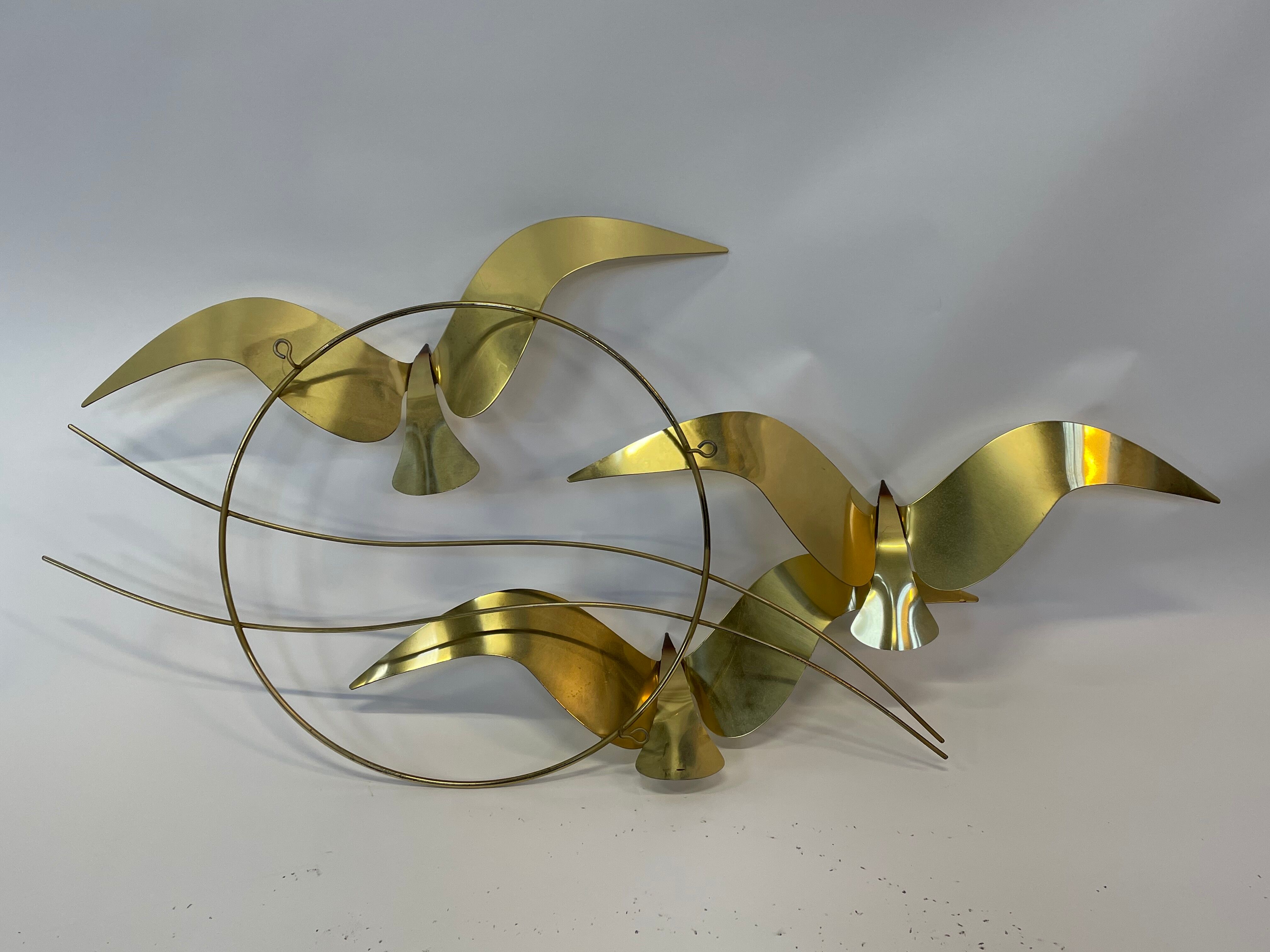 Vintage curtis jere modern brass wall sculpture