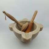Large alabaster mortar with these two wooden pestles