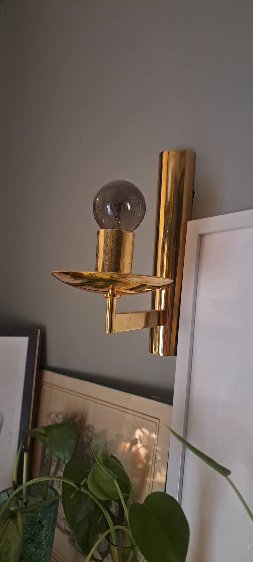 Wall lights (1 pair) brass glass