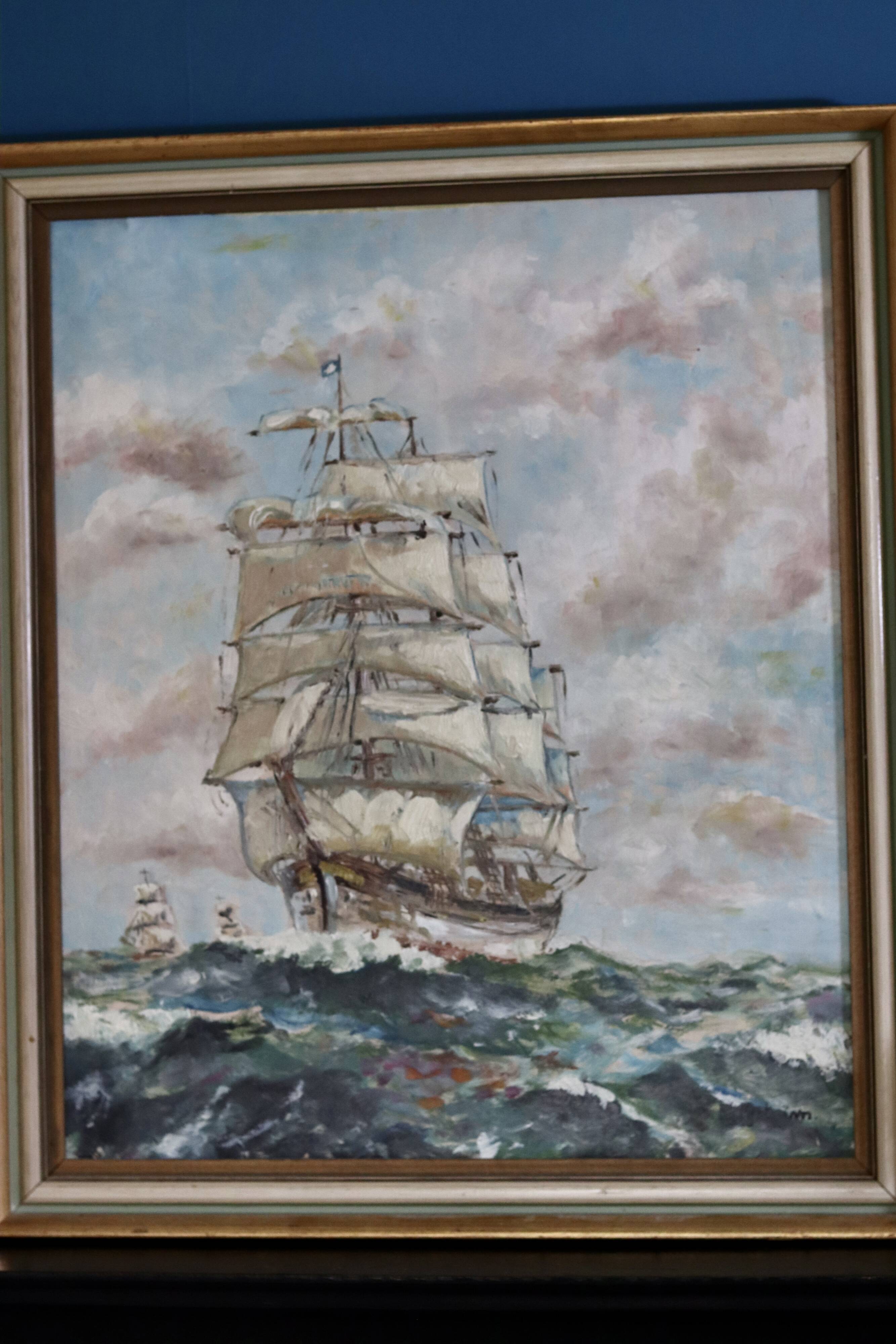Swedish Mid-Century Oil on Canvas " Blåklocka" by S. Borgström